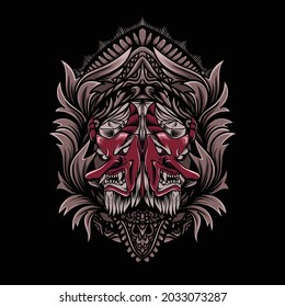 tengu illustration with ornament style