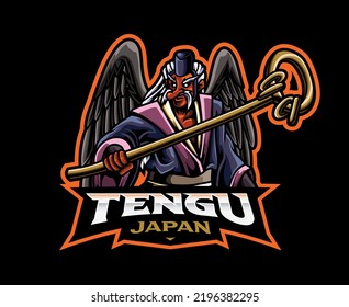 Tengu Mascot Logo Design. Japan Mythology Vector Illustration. Logo Illustration For Mascot Or Symbol And Identity, Emblem Sports Or E-sports Gaming Team