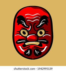 Tengu Red Nose Demi God Protector of Mountains Festival Mask 8bit Pixel Art Style