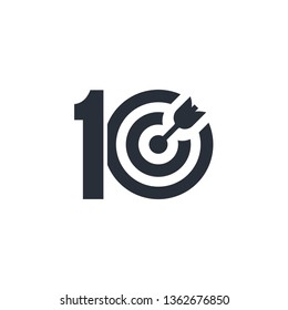 Tenner,  goal hit, target. Vector icon.