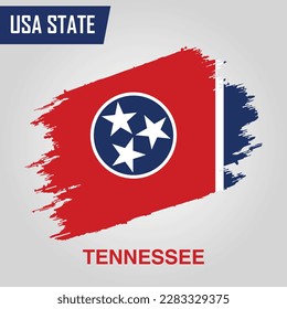 Tennesse State Region of United States of America Grunge Vector flag template 