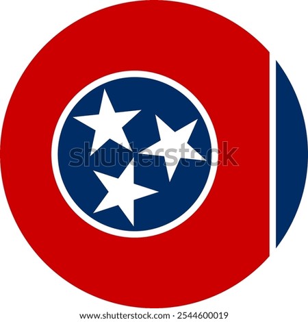 Tennessee Circle Flag, Circle Flag of Tennessee, USA, Vector Images