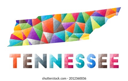 Tennessee - colorful low poly US state shape. Multicolor geometric triangles. Modern trendy design. Vector illustration.