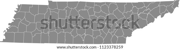 Tennessee counties map vector outline gray background