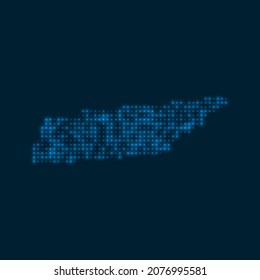 Tennessee dotted glowing map. Shape of the us state with blue bright bulbs. Vector illustration.