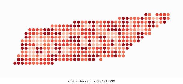 Tennessee dotted map. Digital style map of the state on white background. Tennessee shape with circle dots. Colored dots style. Large size circles. Amazing vector illustration.