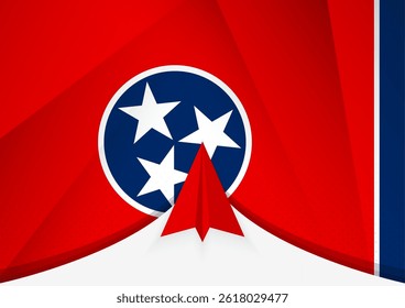 Tennessee Flag with Abstract Paper Airplane Design, National Flag in a geometric folded paper style. Vector illustration.