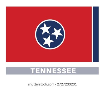 Bandera de Tennessee. Banderas del Estado americano en colores y proporciones oficiales
