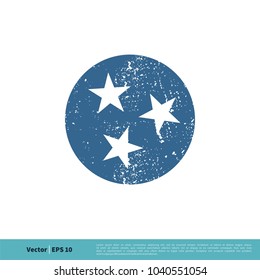 Tennessee Flag Grunge Icon Vector Logo Template Illustration Design. Vector EPS 10.