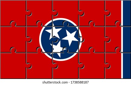 tennessee flag made with jigsaw puzzle pieces