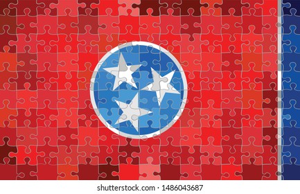 Tennessee flag made of puzzle background - Illustration
