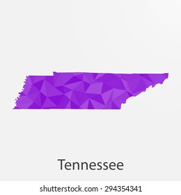 Tennessee flag map in geometric,mosaic polygonal style.Abstract tessellation,background. Low poly vector illustration EPS10