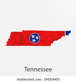 Tennessee flag map in geometric,mosaic polygonal style.Abstract tessellation,background. Low poly vector illustration EPS10