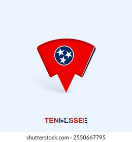 Tennessee Flag Map Pointer Design with Shadow. Vector illustrator.