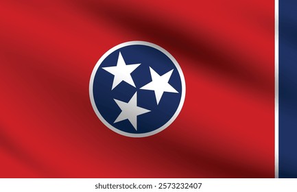 Tennessee flag official colors and proportion digital vector illustration. Pleated flag.