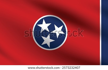Tennessee flag official colors and proportion digital vector illustration. Pleated flag.