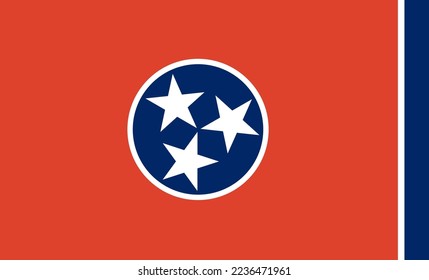 Tennessee flag. Official colors and proportions. USA.