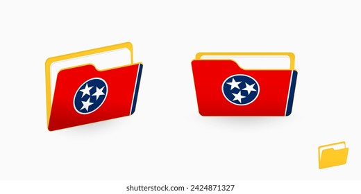 Tennessee flag on two type of folder icon. Vector illustration.