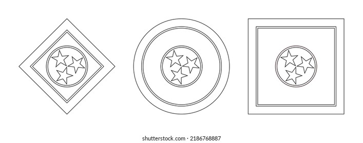tennessee flag outline set isolated on white background. vector illustration