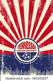 Fondo de vigas de sol de la bandera de Tennessee.
Un cartel de la época de Tennessee con vigas de sol y una textura para su publicidad