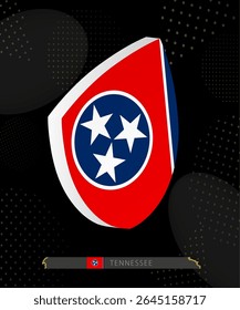 Tennessee Flag Shield icon in 3D on Dark Modern Abstract Rugby Background. Perfect for sports events, heritage themes, national celebrations, and patriotic designs.