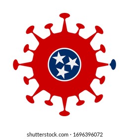 Tennessee flag in virus shape, symbolizing COVID-19 awareness.