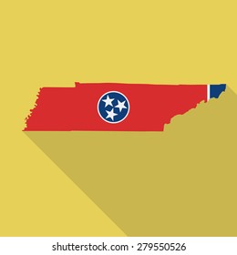 Tennessee flag,map flat icon with long shadow. Vector EPS10