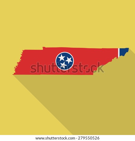 Tennessee flag,map flat icon with long shadow. Vector EPS10