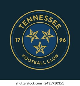 Tennessee football club, USA. Emblema del club de fútbol. Logo de escudo de insignia de fútbol, elementos del club de juego del equipo de fútbol.