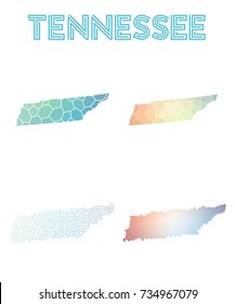 Tennessee geometric polygonal, mosaic style us state maps collection. Modern design for your infographics or presentation.