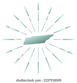 Tennessee gradiented sunburst. Map of the us state with colorful star rays. Tennessee illustration in digital, technology, internet, network style. Vector illustration.