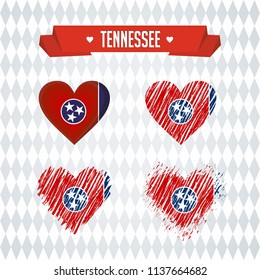 Tennessee heart with flag inside. Grunge vector graphic symbols