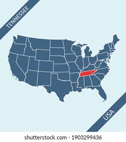 Tennessee highlighted on USA map