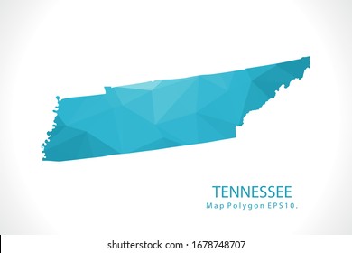 TENNESSEE Map Abstract geometric rumpled triangular low poly style gradient graphic on white background
