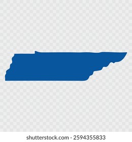 Tennessee Map Black, State Border, United States, US America, Transparent Isolated, Variations. Vector. Tennessee state isolated on background, USA map