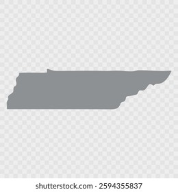 Tennessee Map Black, State Border, United States, US America, Transparent Isolated, Variations. Vector. Tennessee state isolated on background, USA map