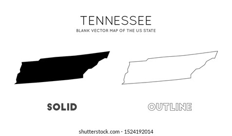 Tennessee map. Blank vector map of the Us State. Borders of Tennessee for your infographic. Vector illustration.