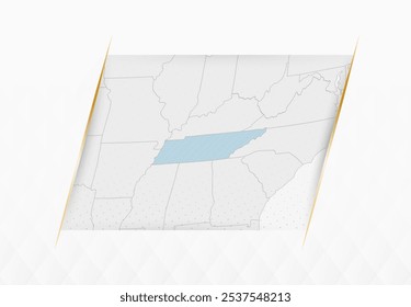 Mapa do Tennessee em azul com ênfase dourada emoldurada. Mapa vetorial moderno do Tennessee. Ilustração de vetor.