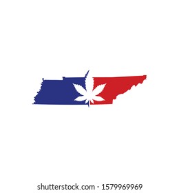 Tennessee Map With Cannabis Leaf Logo Vector 001