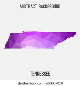 Tennessee map in geometric polygonal,mosaic style in violet shades.Abstract tessellation,modern design background,low poly. Vector illustration.