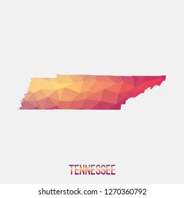 Tennessee map in geometric polygonal,mosaic style.Abstract tessellation,modern design background,low poly. Geometric cover, mockup. Vector illustration.