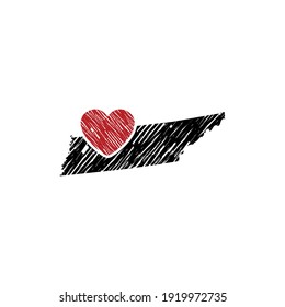 Tennessee Map And Heart Logo Design Template