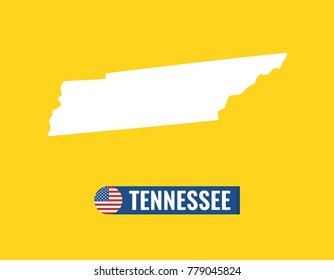Tennessee map isolated on color background silhouette. Tennessee USA state. American flag. Vector illustration.