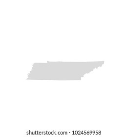 Tennessee map isolated on white background silhouette. Tennessee USA state.