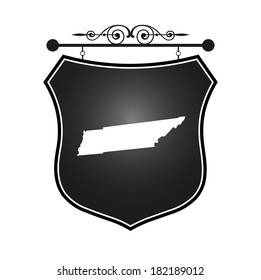 Tennessee map on heraldic sign