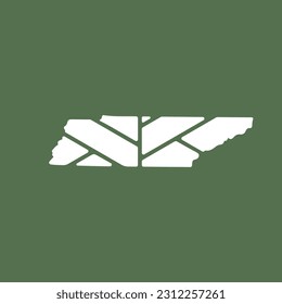 Tennessee map plant leaf logo. Creative eco and nature organic logo design template.