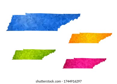 Mapa de Tennessee - Conjunto de fondo gráfico de gradiente triangular triangular triangular de bajo estilo de polo geométrico, diseño poligonal para su ,Vector eps 10.