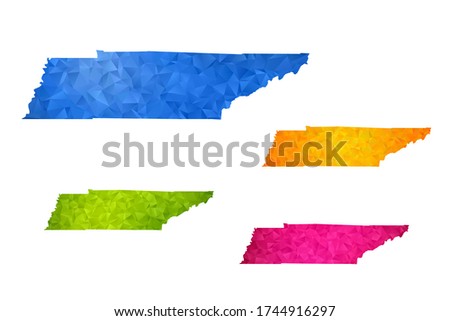 Tennessee map - Set of geometric rumpled triangular low poly style gradient graphic background , polygonal design for your ,Vector eps 10.