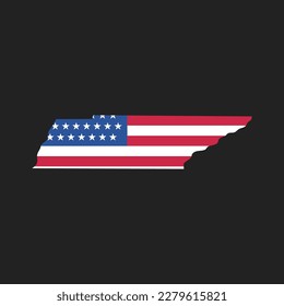 Tennessee. Map of the state and American flag. Vector Illustration.