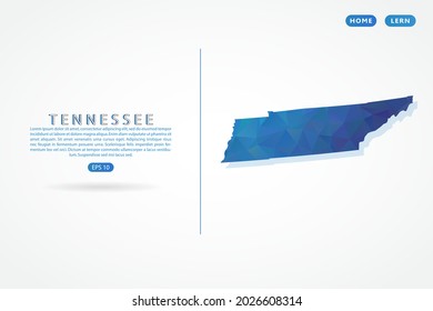 Mapa de Tennessee - Estado de USA Mapa Planta vectorial internacional con gradiente de color azul polígono aislado en fondo blanco - Ilustraciones vectoriales 10